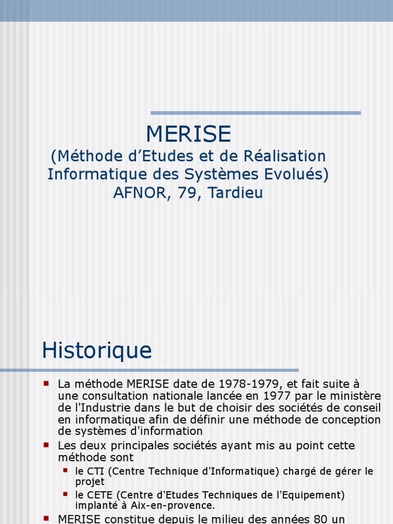 Introduction à la méthode MERISE | PDF | Informatique | Informatique et ...