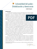 ANIBAL QUIJANO Colonialidad Del Poder, Globalización y Democracia