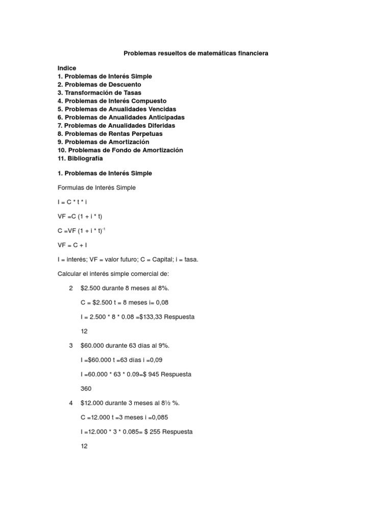 Problemas Resueltos de Matemáticas Financieras | PDF | Bancos | Bancario