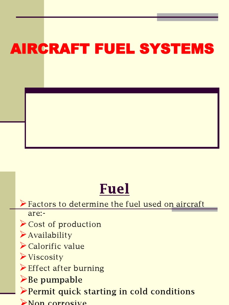 Aircraft Fuel Systems PDF Jet Fuel Jet Engine