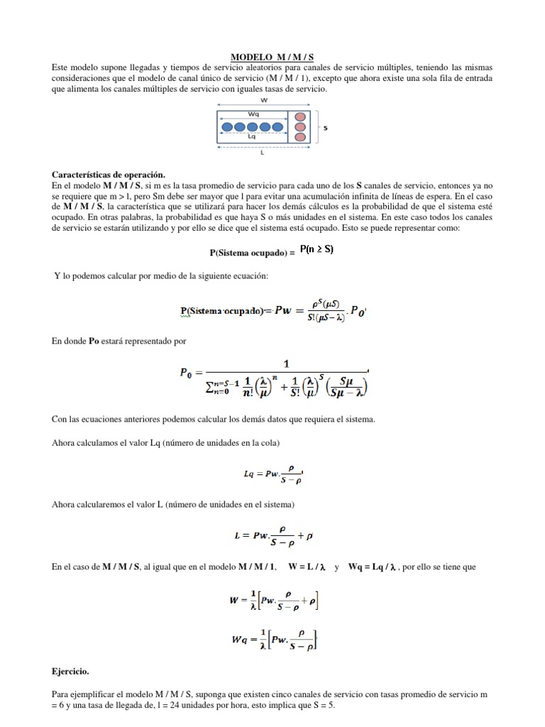 Modelo M/M/S en Teoría de Colas | PDF | Probabilidad | Distribución de ...