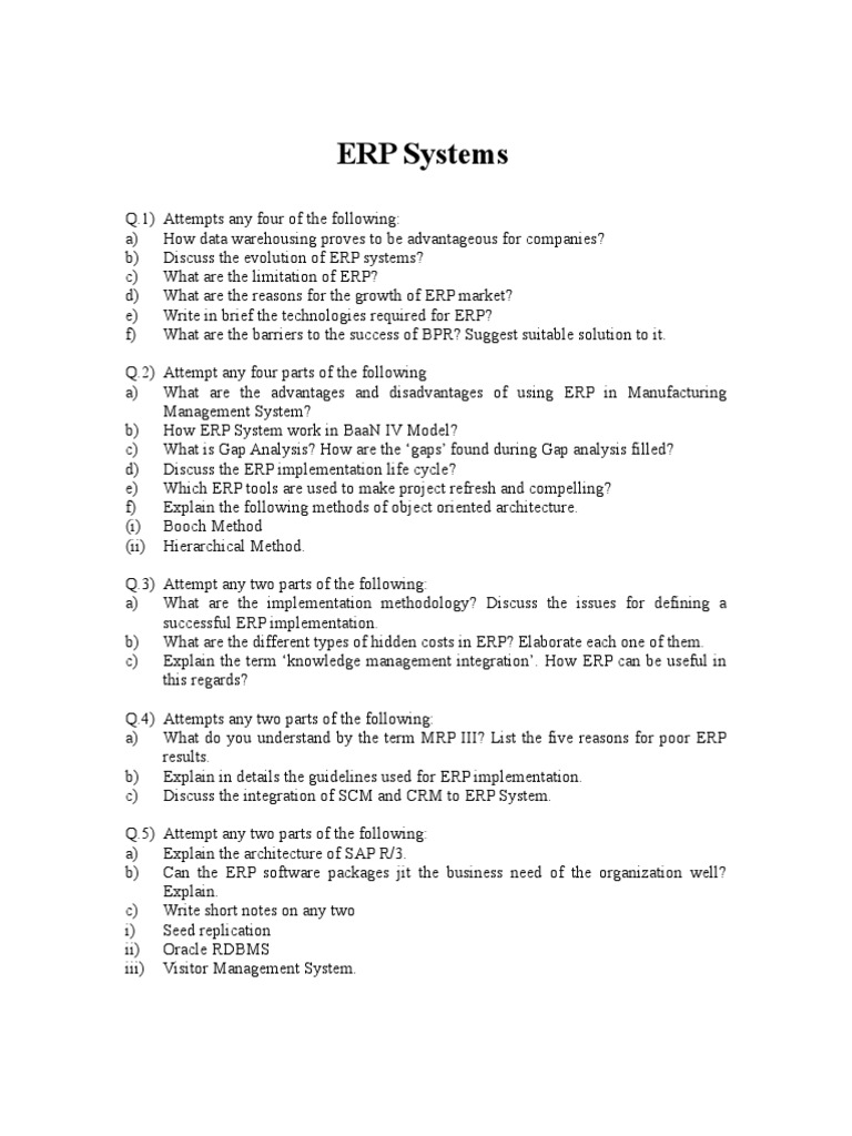 Overview of ERP Systems and Implementation | PDF | Enterprise Resource ...