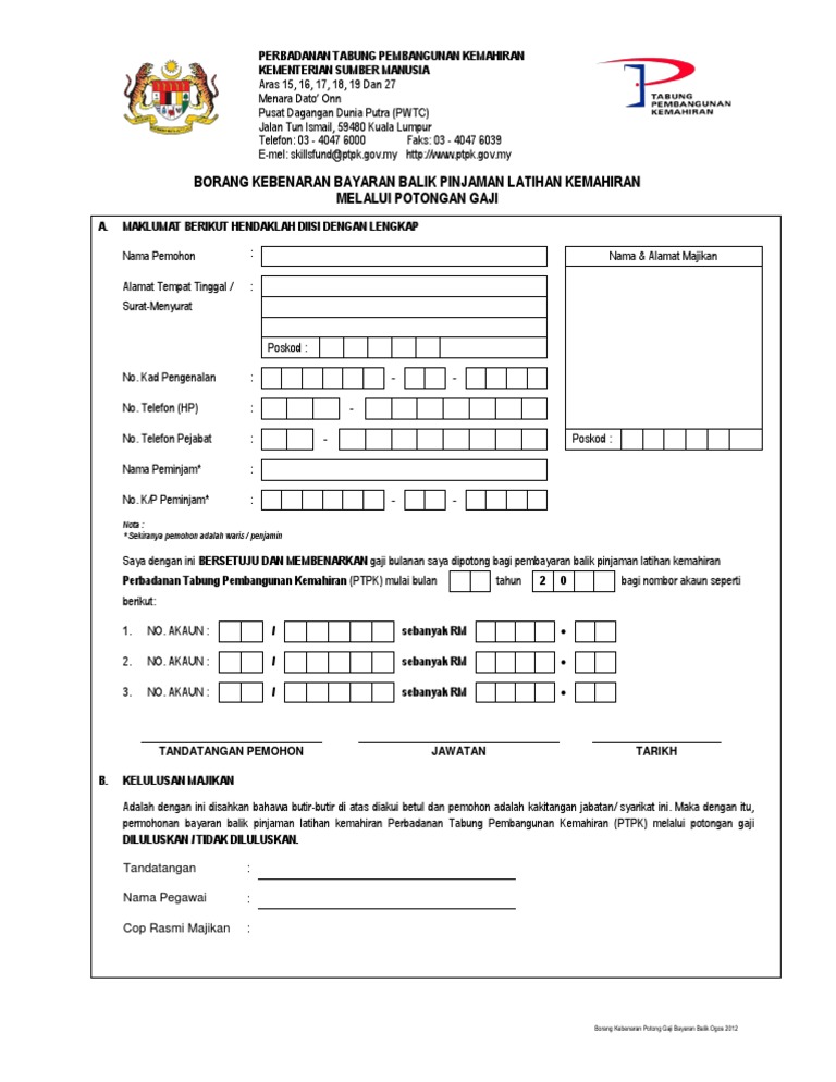 Borang Potongan Gaji Pdf