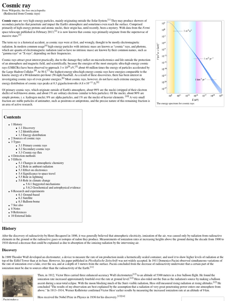 Cosmic Ray - Wikipedia, The Free Encyclopedia PDF | PDF | Young Adult