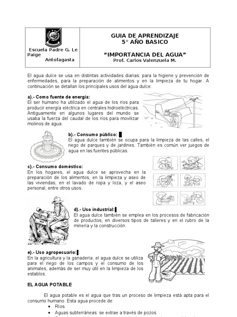 Actividades sobre la Importancia del Agua | PDF | Agua potable | La ...