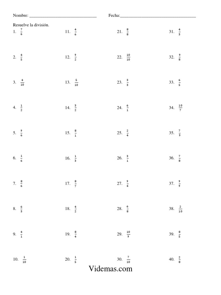 Ejercicios de Divisiones para 4º Grado | PDF