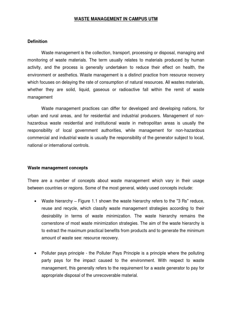 dissertation report on waste management