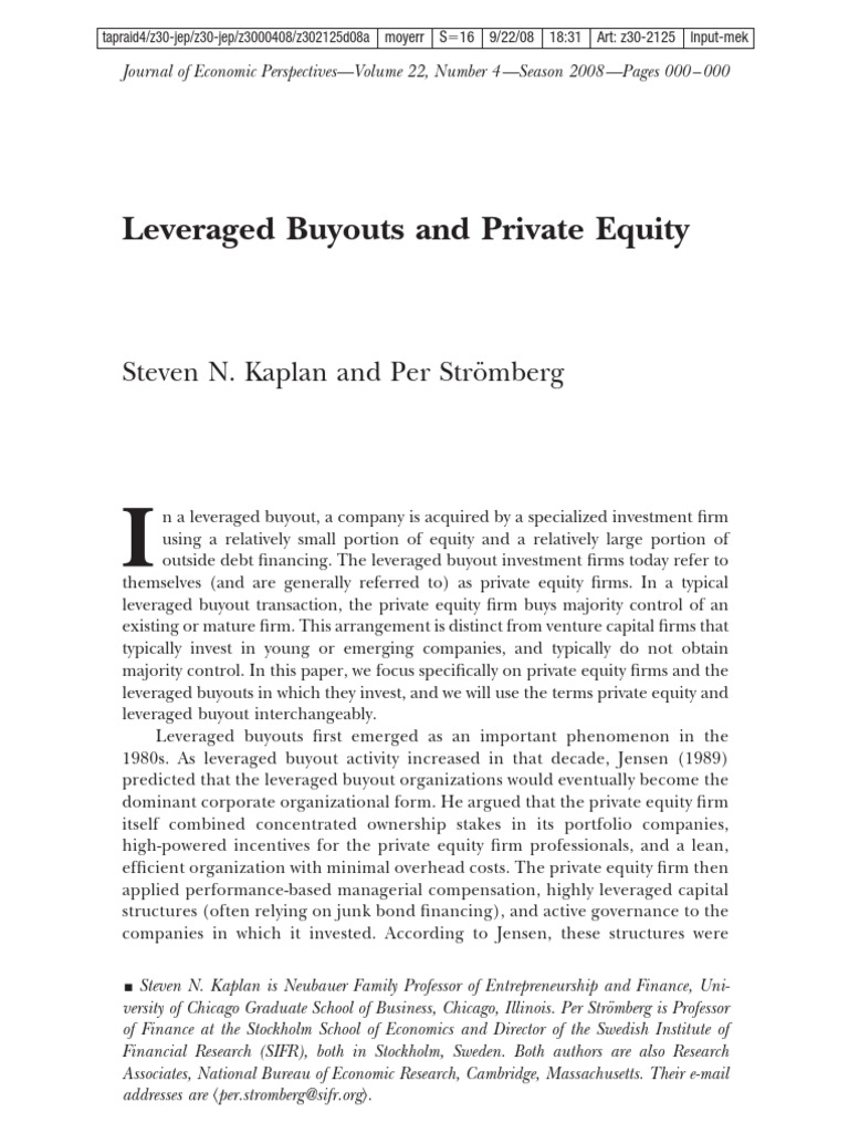 Understanding Leveraged Buyouts in Private Equity | PDF