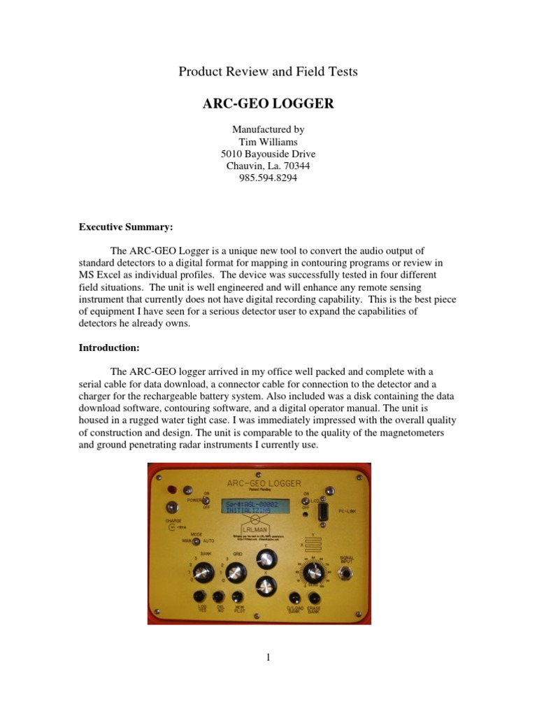 Field Test Arc-Geo Logger With The White's TM 808 | PDF | Sampling ...
