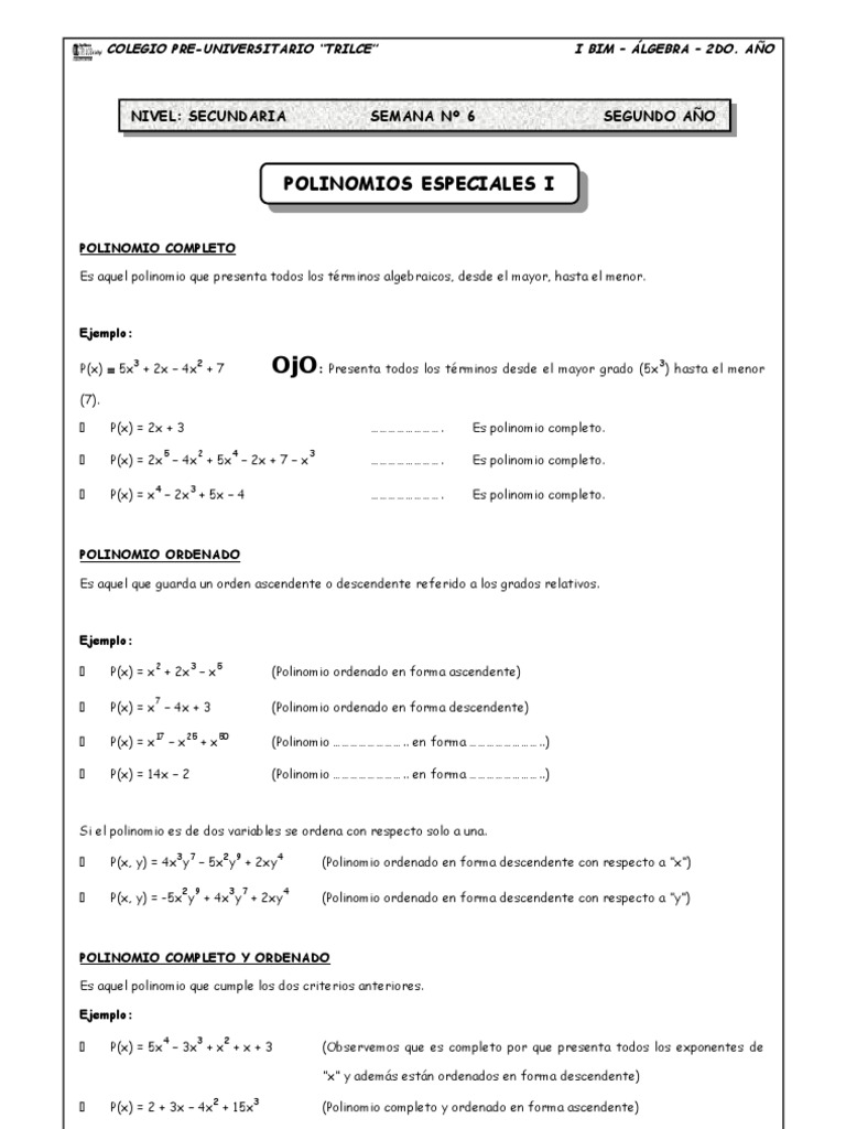 Guia 6 Polinomios Especiales Funciones Y Mapeos Matematicas