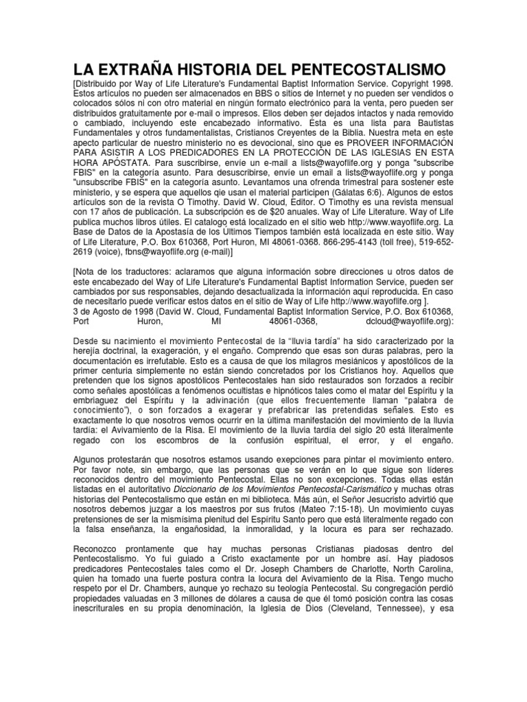 La Extraña Historia Del Pentecostalismo | PDF | Pentecostalismo ...