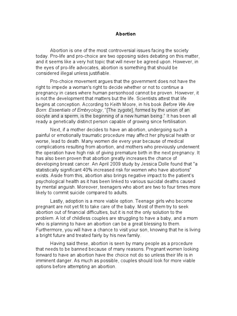The Abortion Debate: Pro-Life vs Pro-Choice | PDF | Abortion Rights ...