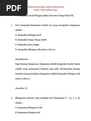 Pembahasan Soal Uts Matematika Kelas 7 Smester Genap