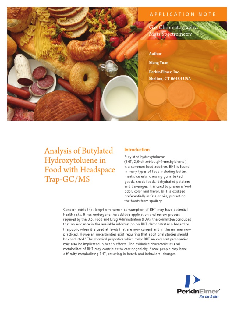 BHT in Food by HS Trap - GCMS | PDF | Gas Chromatography–Mass ...