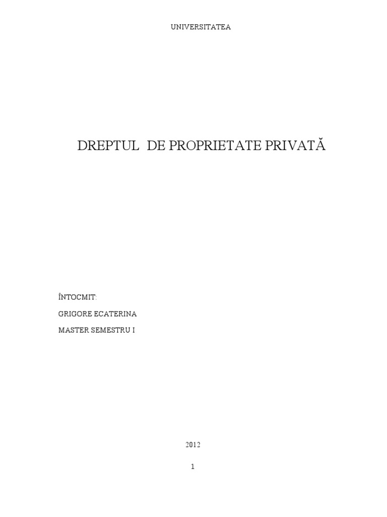 Dreptul De Proprietate Privata