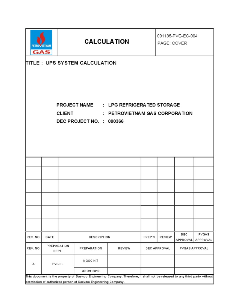 UPS and Battery Sizing Calculation PDF Direct Current Power