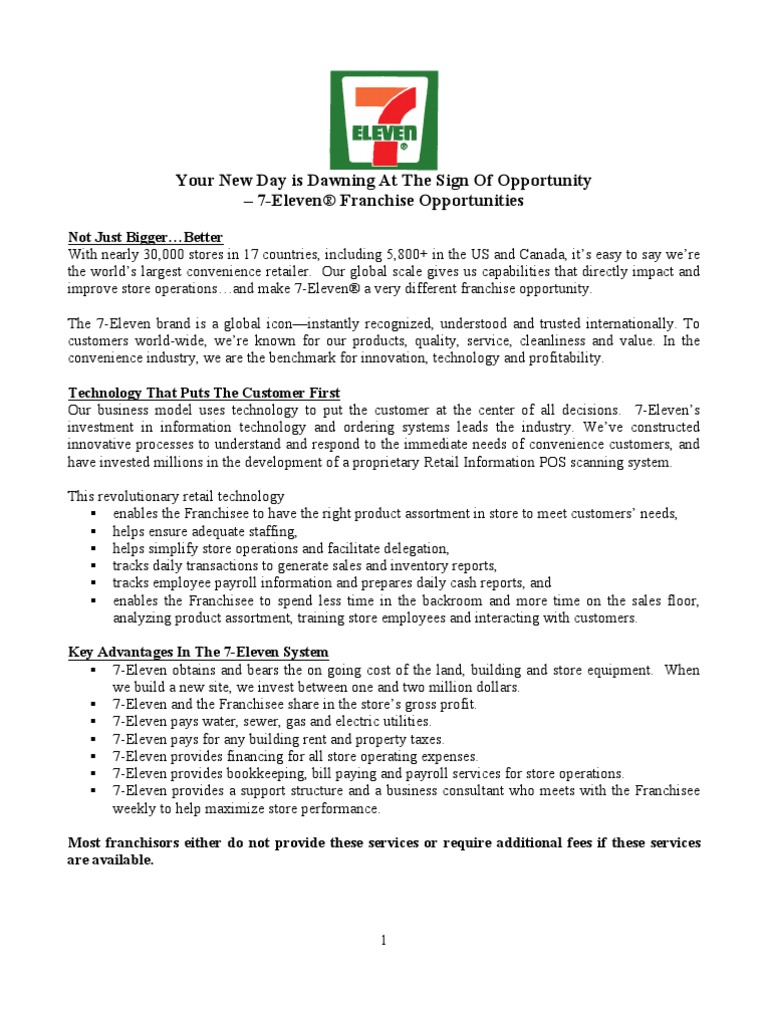 7 Eleven Franchising Retail