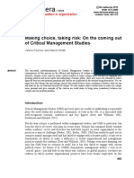 Ephemera: Making Choice, Taking Risk: On The Coming Out of Critical Management Studies