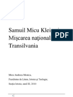 Samuil Micu Klein Şi Mişcarea Naţională Din Transilvania
