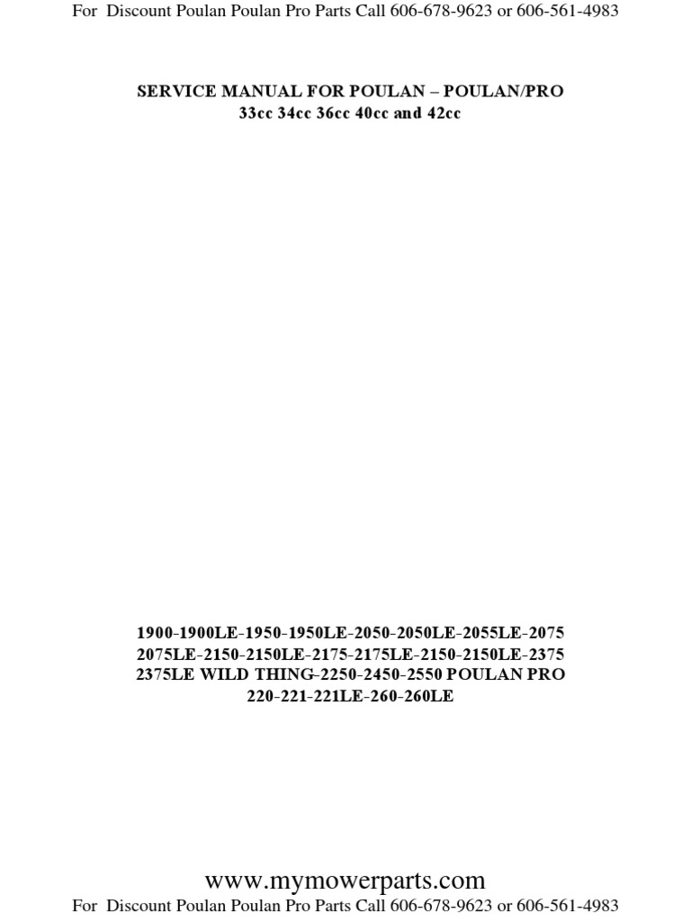 POULAN-POULAN-PRO-CHAIN-SAW-SERVICE-REPAIR-MANUAL -1900-1950-2050-2055-2075-2150-2175-2375-WILD-THING-2250-2450-2550-220-221-221LE-260-260LE  | Piston | ...