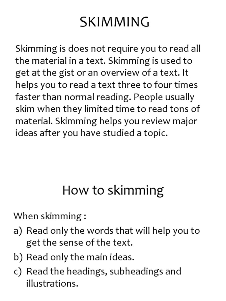 Skimming Speed Reading Communication