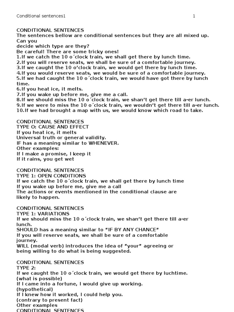 Conditional Sentences All Types | PDF | Zoo | Sentence (Linguistics)