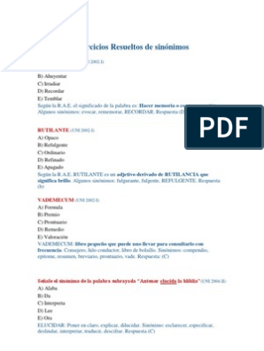 Sinónimos y Antónimos Mas Comunes en Pruebas de Admisión | PDF | Ironía |  Lujuria