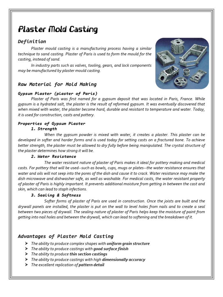 Plaster & Ceramic Mold Casting + Investment Casting PDF Casting (Metalworking) Plaster
