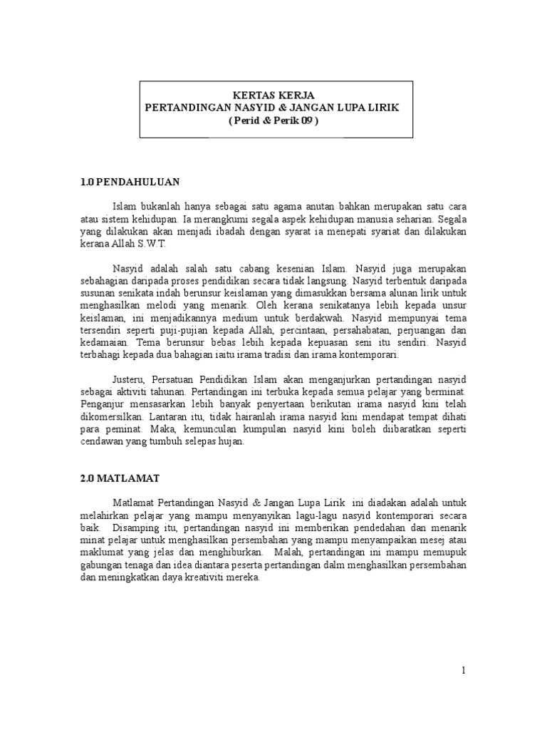 Laporan Pertandingan Nasyid Dan Jangan Lupa Lirik Pdf
