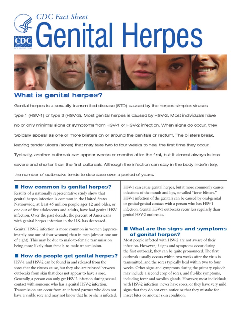 Herpes Fact Sheet Herpes Simplex Sexually Transmitted Infection