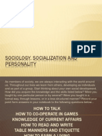 Sociology, Socialization and Personality