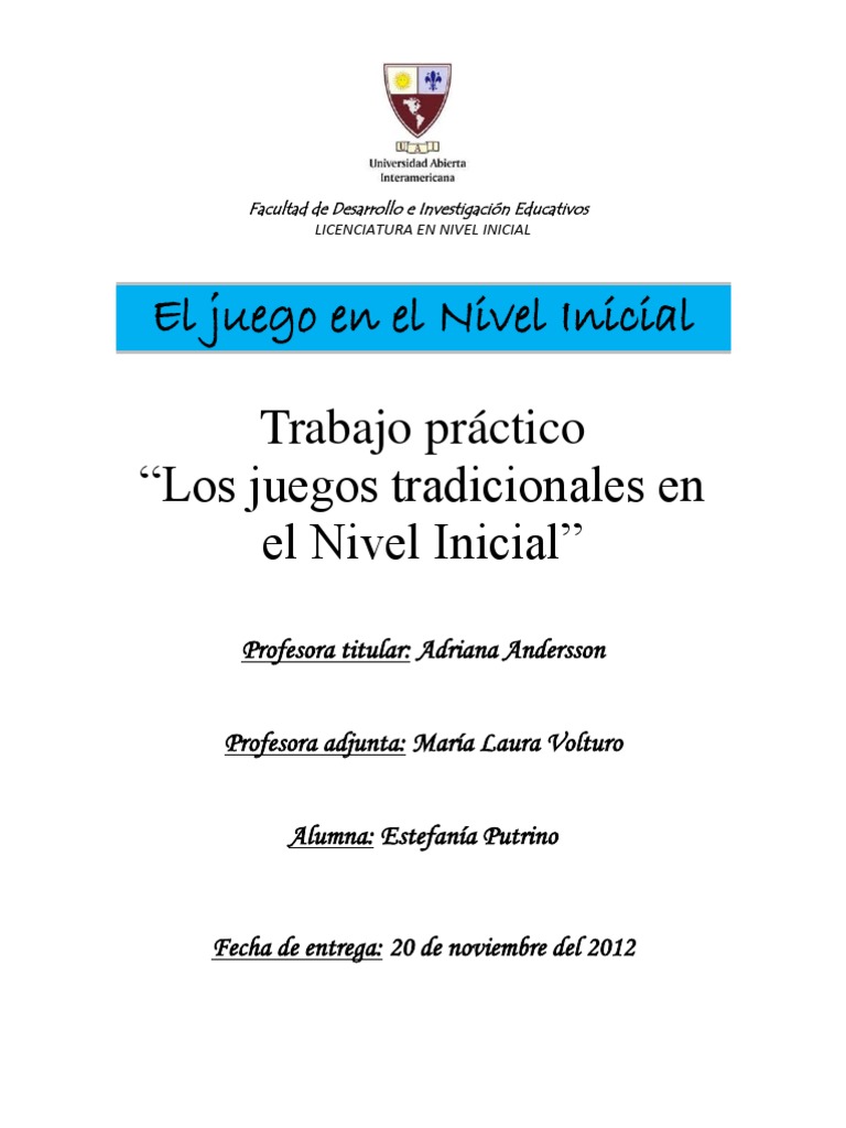 Trabajo Final Juego Jardin De Infancia Ocio