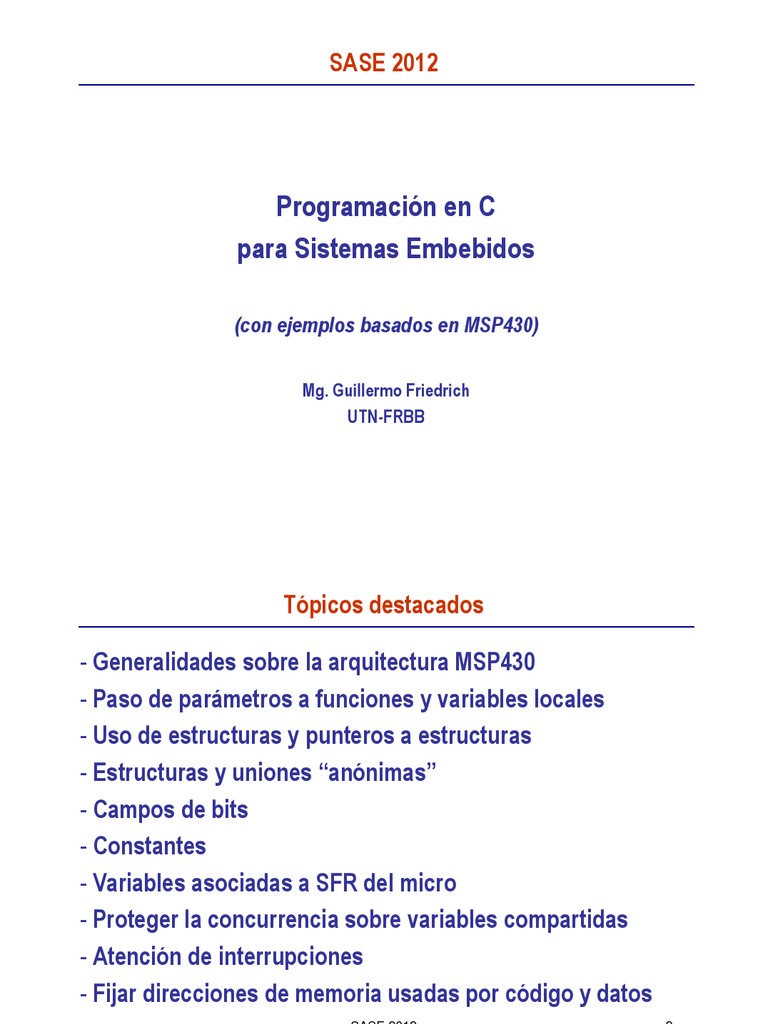 Programación en C para Sistemas Embebidos | PDF | Puntero (Programación ...