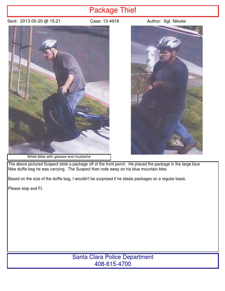 Package Theft Suspect Description | PDF | Mystery, Thriller & Crime Fiction