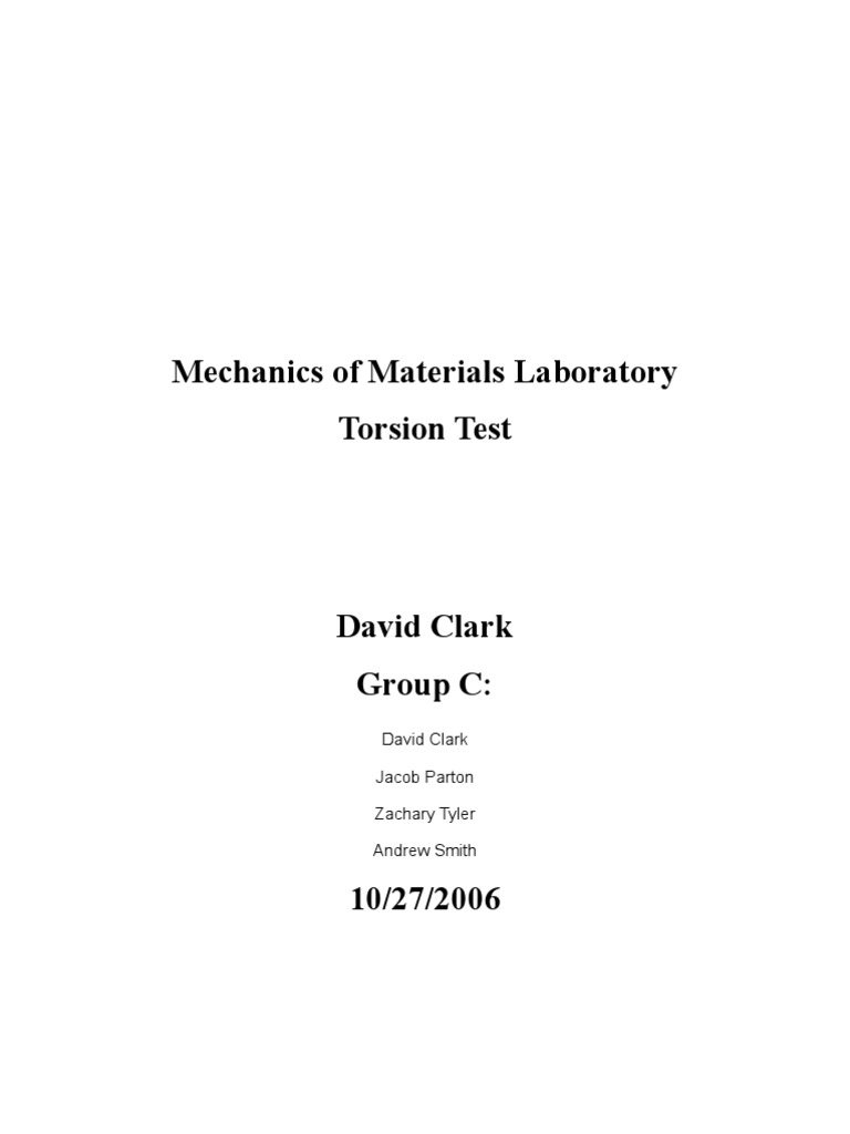 Mechanics of Materials Torsion Test | PDF | Shear Stress | Strength Of ...