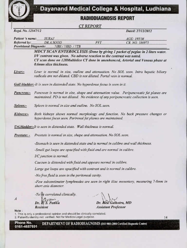 CT Scan Report for Patient Suraj | PDF
