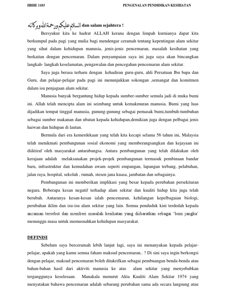 Ceramah Pencemaran Alam Sekitar Pdf