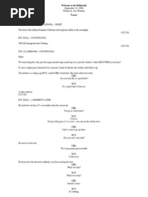 Buffy 1x01 Welcome To The Hellmouth Pdf Willow Rosenberg Buffy The Vampire Slayer