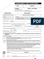 Assignment/Assessment Item Cover Sheet: Student Name