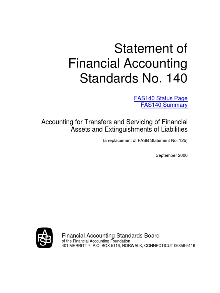 Fas 140 | PDF | Securitization | Fair Value