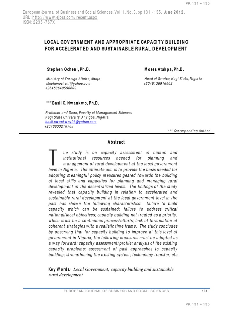 Local Government Capacity for Rural Development | PDF | Capacity ...