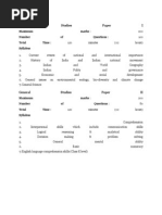 General Studies Paper I: Maximum Marks: Number of Questions: Total Time: Syllabus