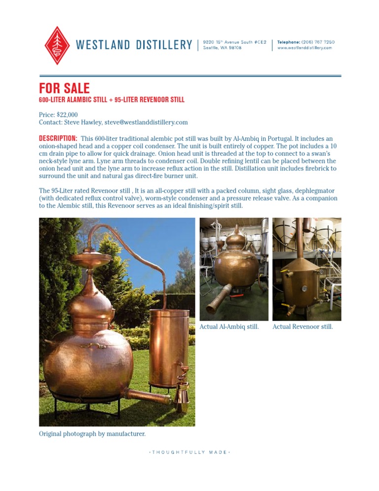 Distillery Equipment for Sale | PDF | Cooking, Food & Wine
