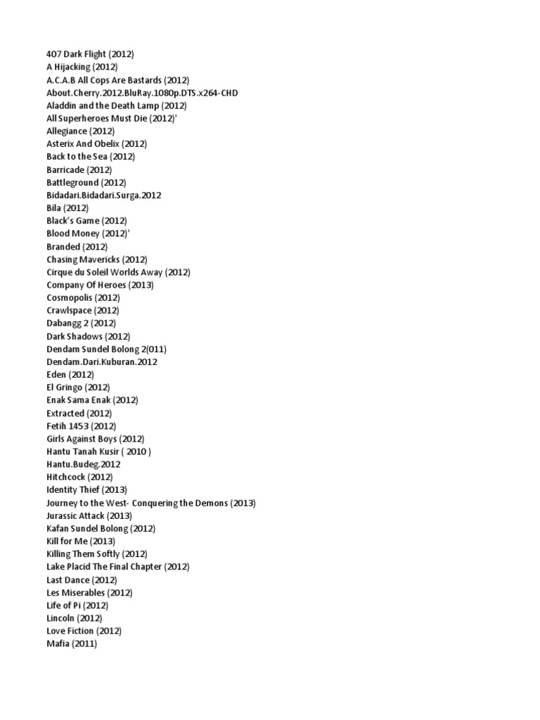 2012 Movie Releases Overview | PDF