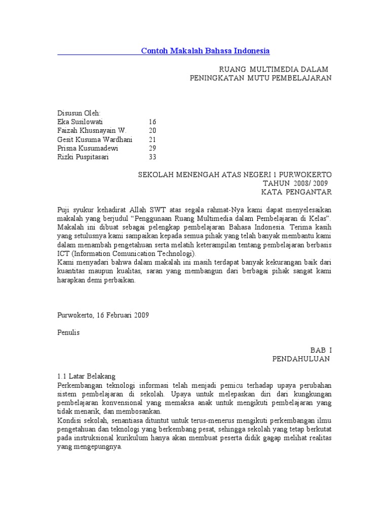 Contoh Makalah Bahasa Indonesia Doc