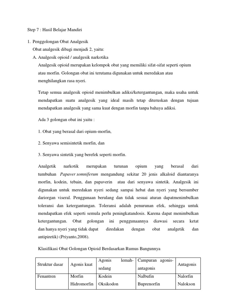 Penggolongan obat Analgesik Penggolongan obat Analgesik
