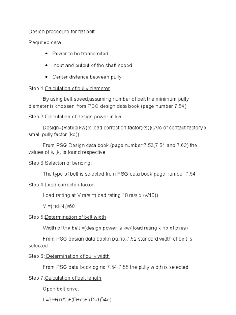 Design Procedure For Flat Belt PDF