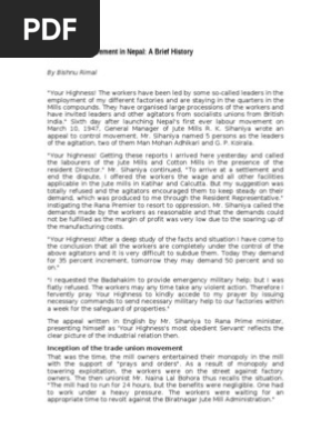 Trade Union Movement In Nepal Brief History Trade Union International Labour Organization