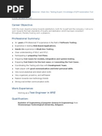 Tester Resume