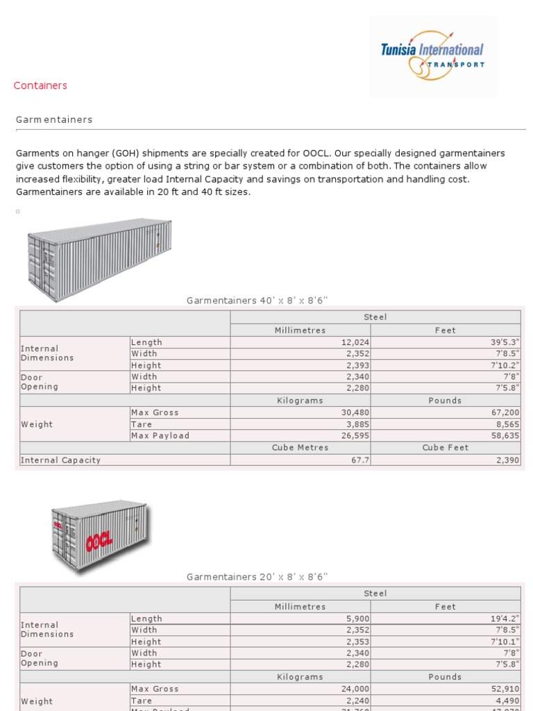 Garmentainer Specifications and Benefits | PDF